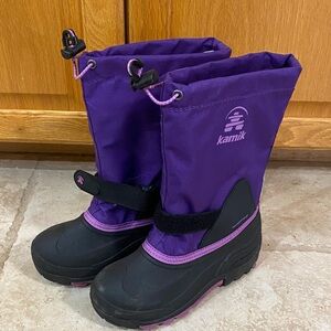 Kamik Vibrant Purple and Black Snow Boots. Kids size 4.
